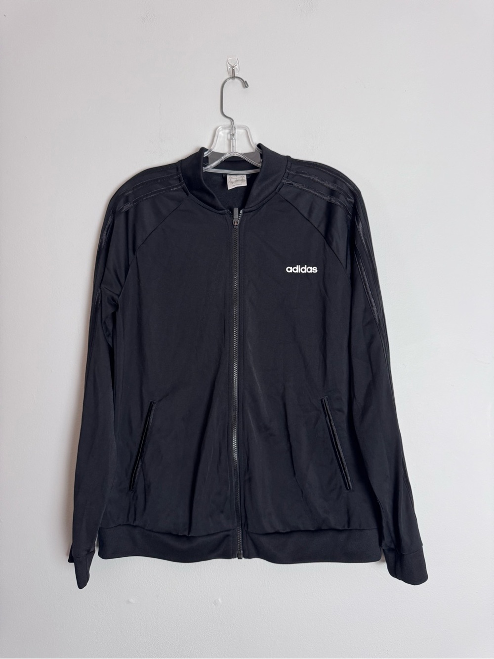adidas women’s Black Zip-Up Track Jacket L